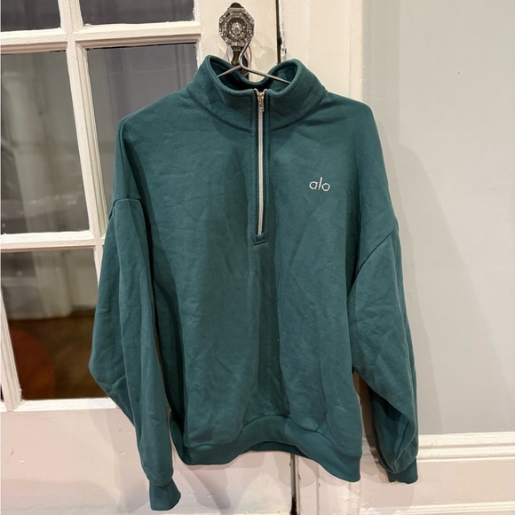 ALO Yoga Men's Zip-Up Sweater in Teal